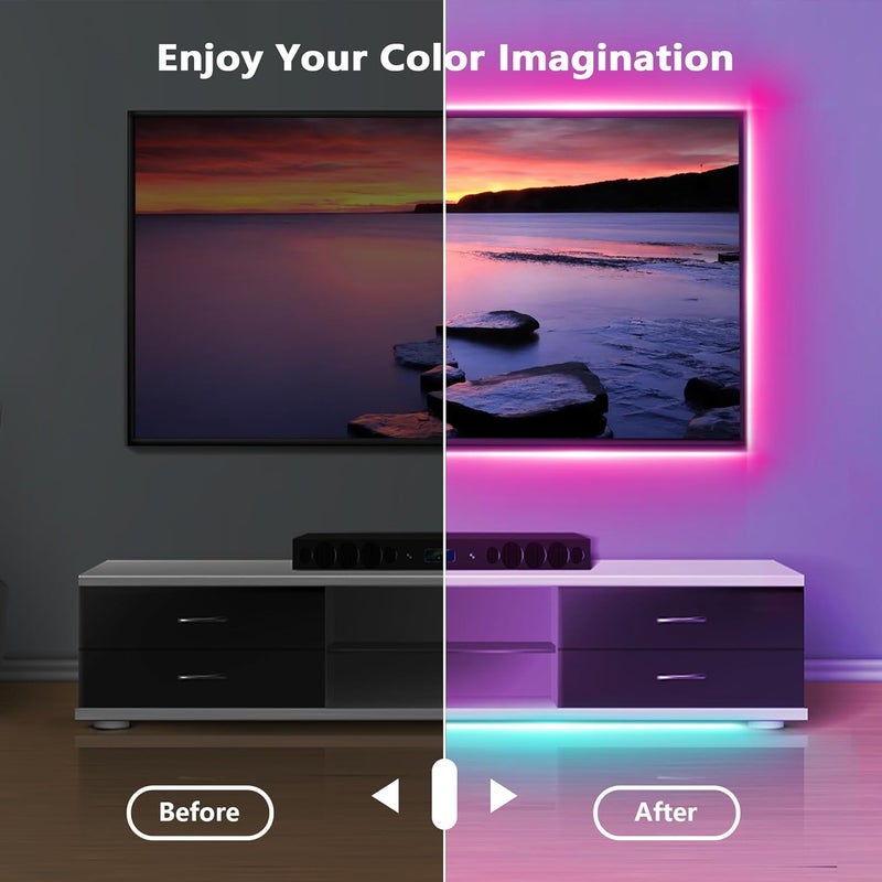 NBBUFF Led Lights for Bedroom 65.6ft (1 Roll), Color Changing RGB Led Strip Lights with 60 Keys Remote and App Control, Music Sync Led Lights for Room Kitchen Party Home Decor - Image 5